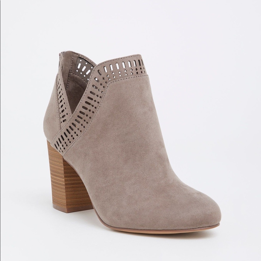 Taupe V-Cut Stacked Bootie